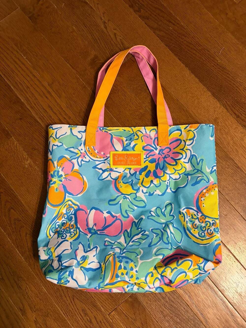 Lilly Pulitzer For Estee Lauder Tropical Floral Tote Bag Blue